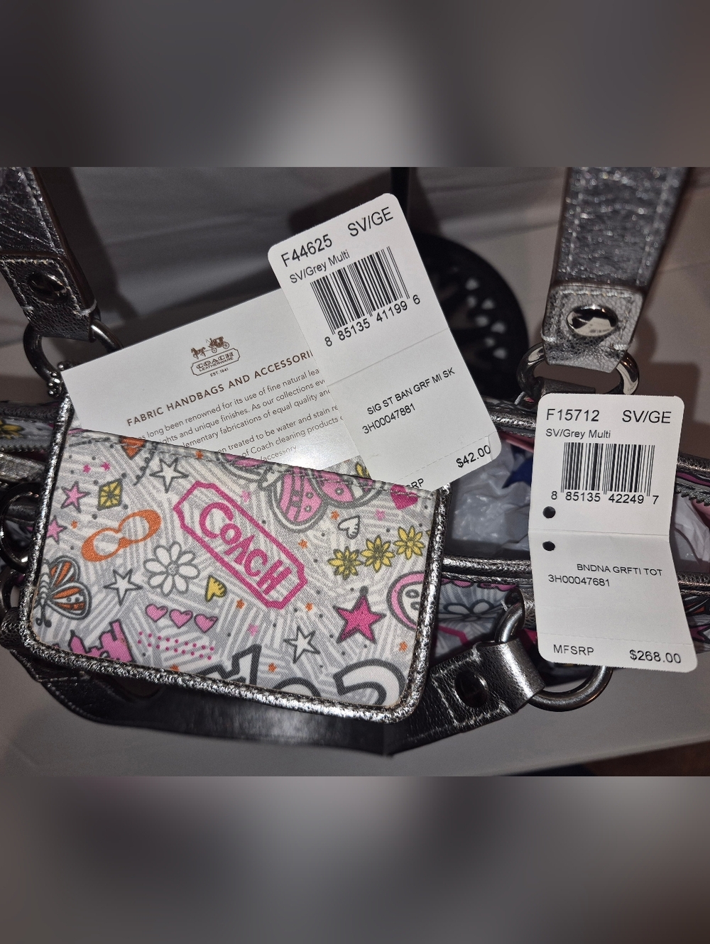 NWT 🎀Coach Poppy 🦋Butterfly🦋 Graffiti Tote And Matching Mini Skinny - Picture 7 of 14